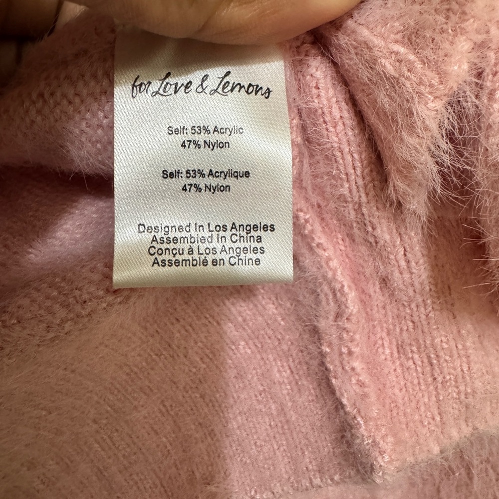 For Love & Lemons Pink Bow Trim Cardigan – Size XL – NWT - Picture 6 of 6